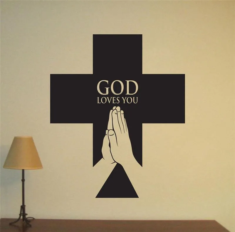 Wall Sticker Cross God Loves you Christian Vinyl Wall Decal Art