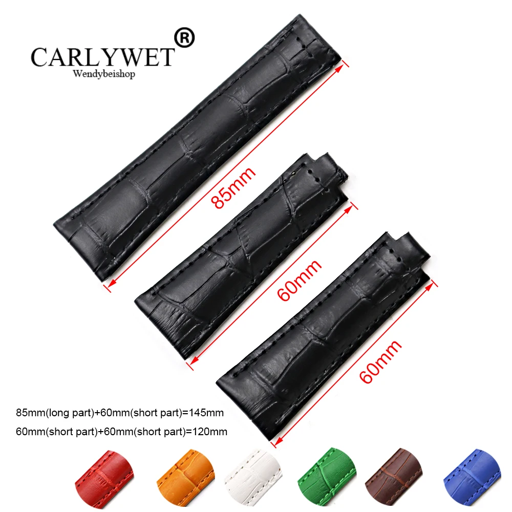 

CARLYWET 20mm Men Women Black Green White Brown Red Blue Real Calf Leather VINTAGE Replacement Wrist Watch Band Strap Belt