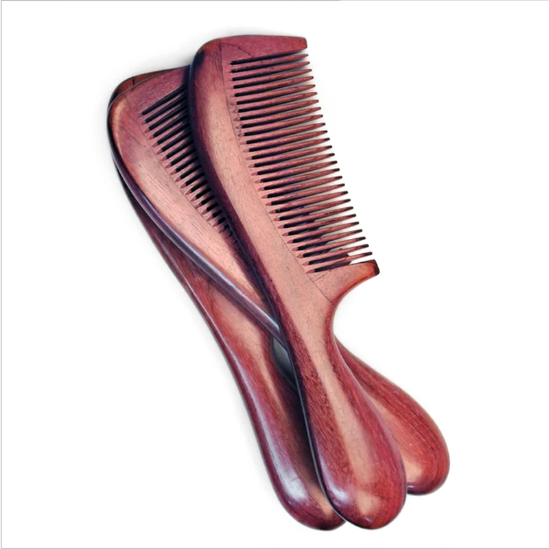 Hot Sale Anti Static Handicraft Natural Violet wood Sandal Hair Combs Fine Comb Round Handle
