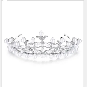 

Bronze Hoop Set With AAA Zircon Stone Fashionable Korean Version Banquet Pearl Lady Bridal Hair Hecoration