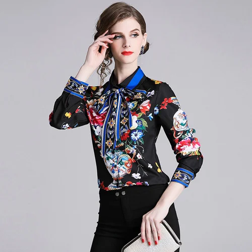 

Blusas De Verano Ethnic Shirt Blusas Formales Para Mujer runway designer Women Tops Plus Size Kimono Mujer Flores