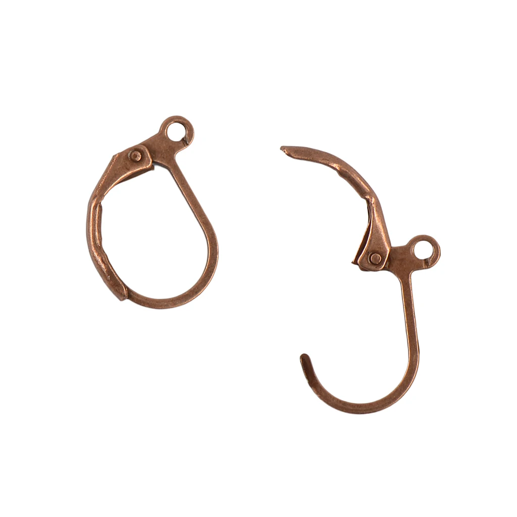 Phenovo 50 Pcs French Leverback Earrings Findings Earwire Hooks Open Loop Accessories DIY Jewelry Components - Copper 