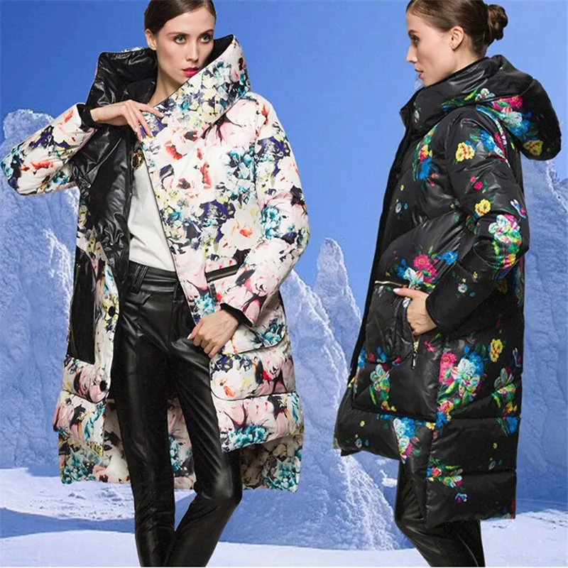 Европа и Америка цветочный принт хлопок пальто зимняя куртка для женщин CC318