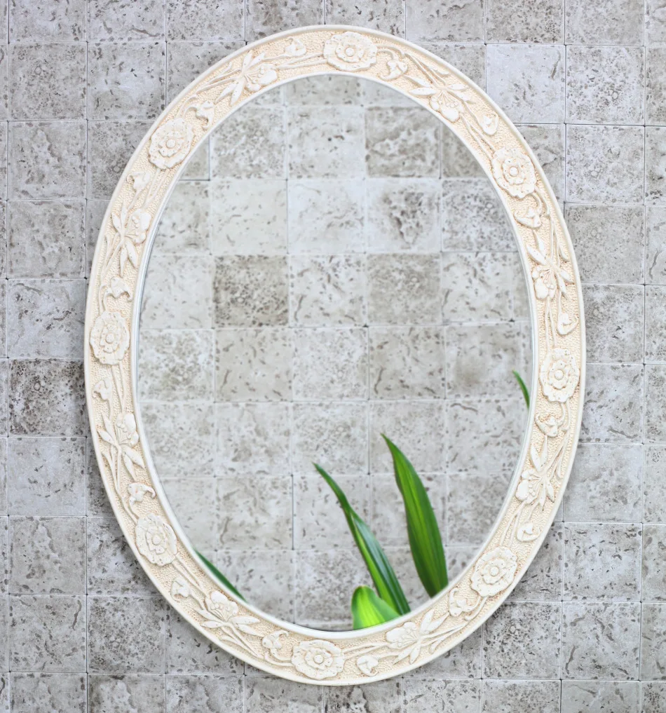 

Luxury european-style artificial stone oval frame Archaize of Mediterranean basin mercury mirrors on stage