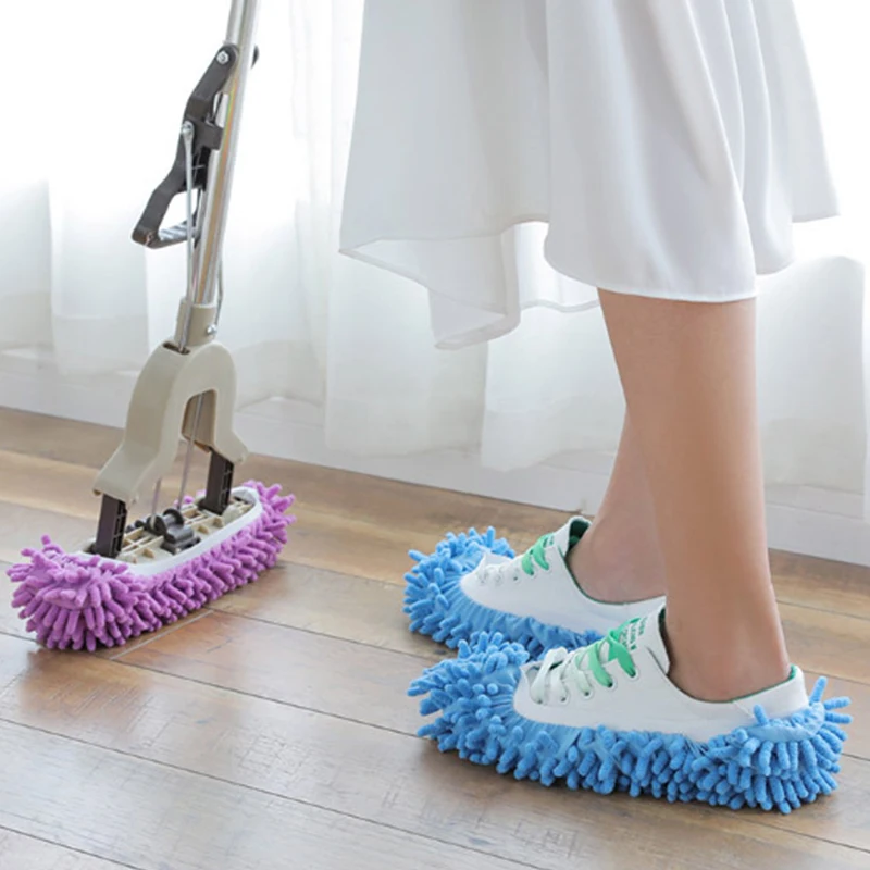 

New Fashion Single Chenille Mop Wipe Slippers Shoes Lazy Shoe Covers Clean Slippers Mop Caps Set House Bathroom Floor Lazy Wipe