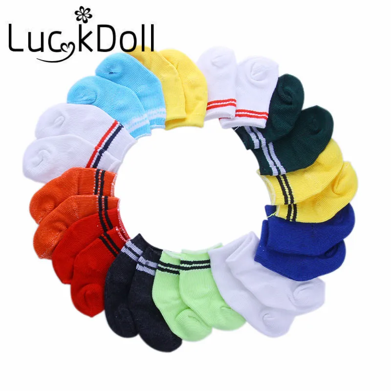 Носки в полоску LUCKDOLL подходят для детей 18 дюймов, американские 43 см, аксессуары для кукол, игрушки для девочек, поколение, подарок на день рождения