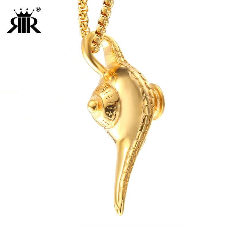 Aladdin's Magic Lamp Silver Gold Necklace New Magic Lamp Shape Pendant Luxury Lamp Of Aladdin Pendants Fine Jewelry with Chain
