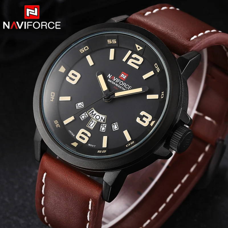 Prix pour Marque NAVIFORCE Montres hommes Casual Quartz reloj En Cuir Sport montre-bracelet Armée Militaire de Plongée Hommes Montres relogio masculino Prix pour Marque NAVIFORCE Montres hommes Casual Quartz reloj En Cuir Sport montre-bracelet Armée Militaire de Plongée Hommes Montres relogio masculino