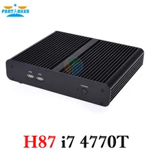 2017 mini industrial pc fanless mini pc computer i7 with Intel Quad Core i7 4770T 2.5Ghz CPU HDMI VGA dual display