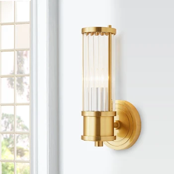 

Modern indoor solid brass Wall Sconce lighting crystal glass lampshade wall lamp bedroom corridor living room indoor wall lamp