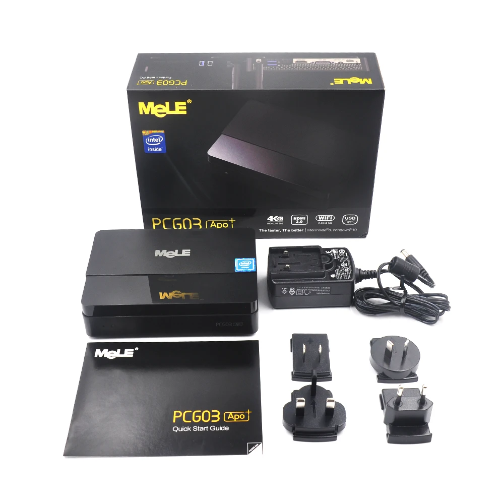 Без вентилятора Windows 10 Mini PC Меле PCG03 Apo 4G 32 г 4 ядра Intel Apollo Lake Celeron n3450 К HDMI VGA USB3.0 M.2 SSD