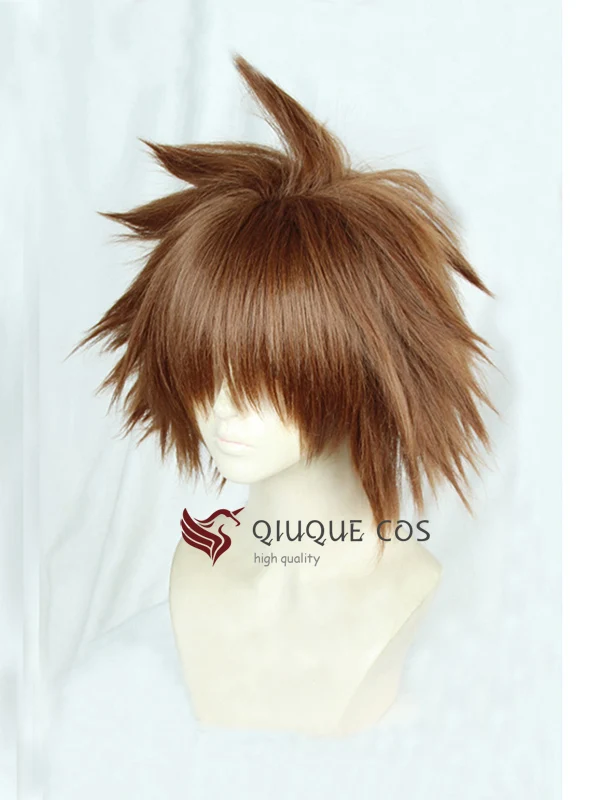 Kingdom Hearts III Sora Короткие афро бледно-коричневые термостойкие синтетические волосы косплей костюм парик+ трек+ шапка