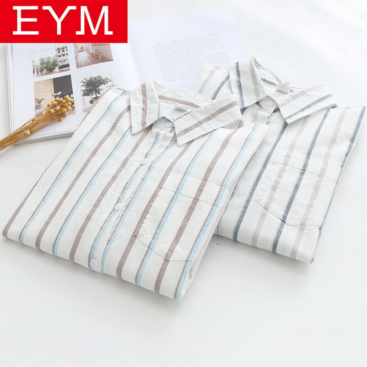 Najtaniej Marka Moda Koszula W Paski Kobiety 2018 Nowa 100% Bawełna Z Długim rękawem Bluzka Kobiety Luźne Duży Rozmiar Dorywczo Koszule Damskie Bluzki blusas