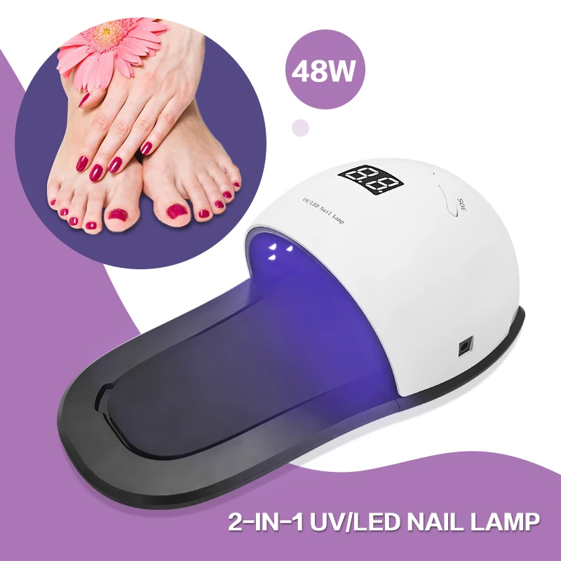 

48W UV Lamp Timer Gel Nail Dryer 100-240V EU Plug 30 UV LED+4 Red Light Therapy LED Lamp for Nails Art BRIGHTINWD