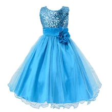 summer dress 2016 girl dress new free shipping for 2-11 age bow floral Girls Princess Party Bow Kids Formal Dress stylish floral big bow girls dress