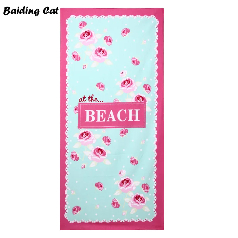 

Hot Sale Men/Women Summer Beach Towels 150*70cm Pink Flowers Printed Microfiber Large Bath Towel Camping Yoga Towels Bathroom
