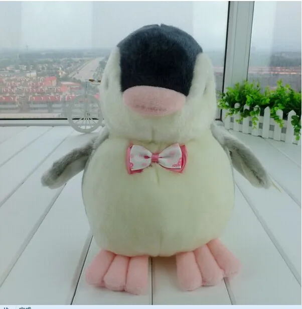 Lovely gray penguin doll plush toys high quality penguin with bow doll