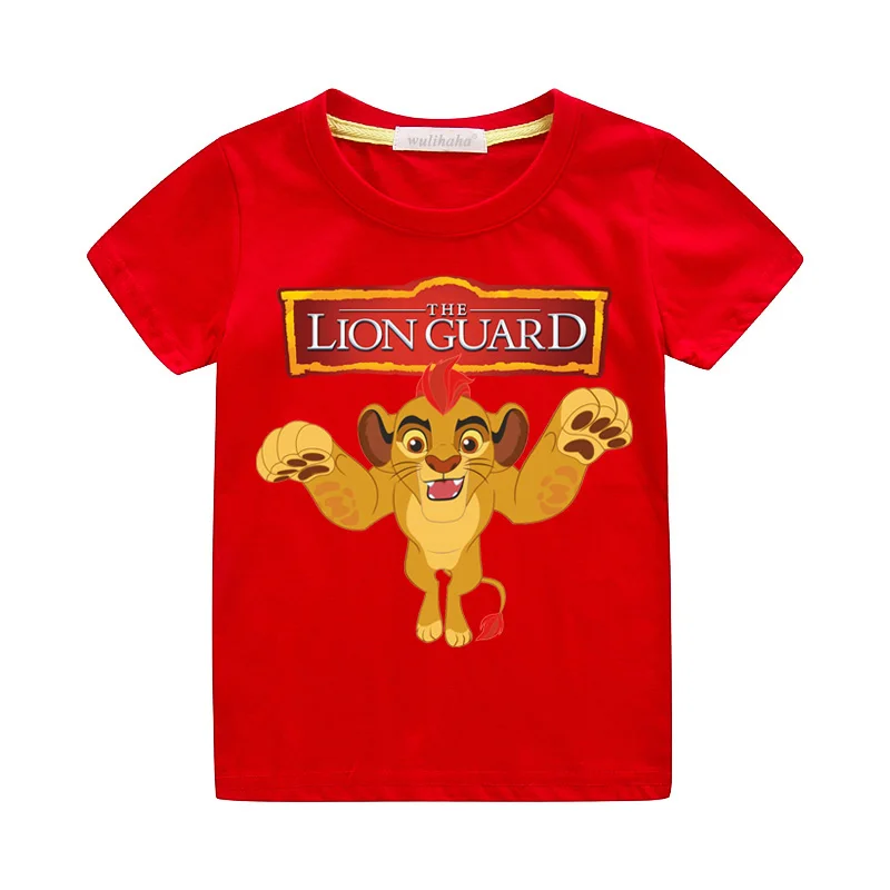 Детские футболки для мальчиков и девочек футболки с рисунком льва, охранника, короля, Симбы, Детская летняя одежда футболка с короткими рукавами для малышей, ZA111 - Цвет: Red T-shirts