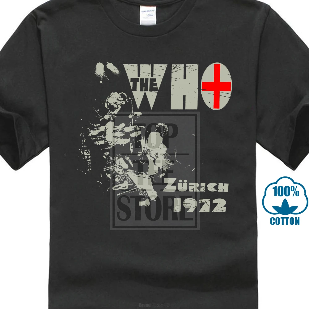 

The Who Mens T Shirt Zurich 1972 Distressed Rocking Band Image