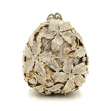 Женские кошельки для свадебной вечеринки, женская вечерняя сумка яйцевидной формы с бриллиантами, роскошные клатчи с цветами, элегантные кошельки с кристаллами