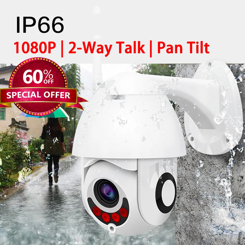 

1080P Outdoor IP66 Wi-Fi PTZ IP Camera Speed Dome CCTV Security WiFi Cameras Wireless Exterior 2MP IR Home Surveillance