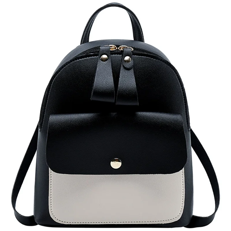 

Fashion New Korean Version Ladies Double Zipper Stitching Color Small Backpack Women Casual Backpacks mochila feminina 2019