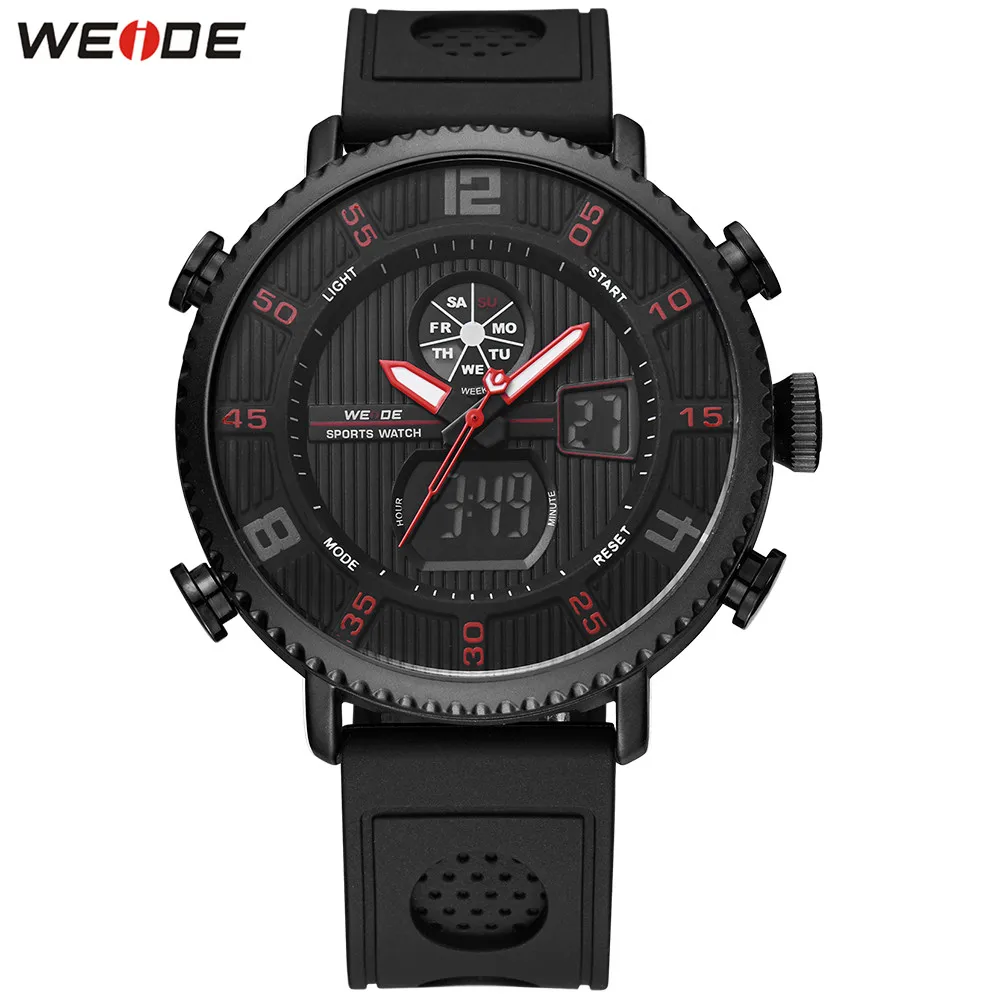 

Fashion WEIDE Black Red Dial Men Watch Stopwatch Sport Watch Men Digital Quartz Rubber Strap Electronic Wristwatch Orologio Uomo