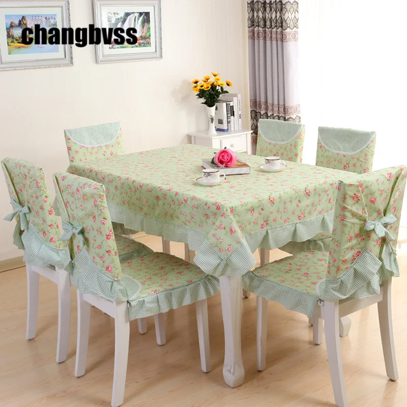  New Green Pastoral Style Table Cloth Tablecloth 9pcs/set Table CoverTable Cloth Rectangular nappe r
