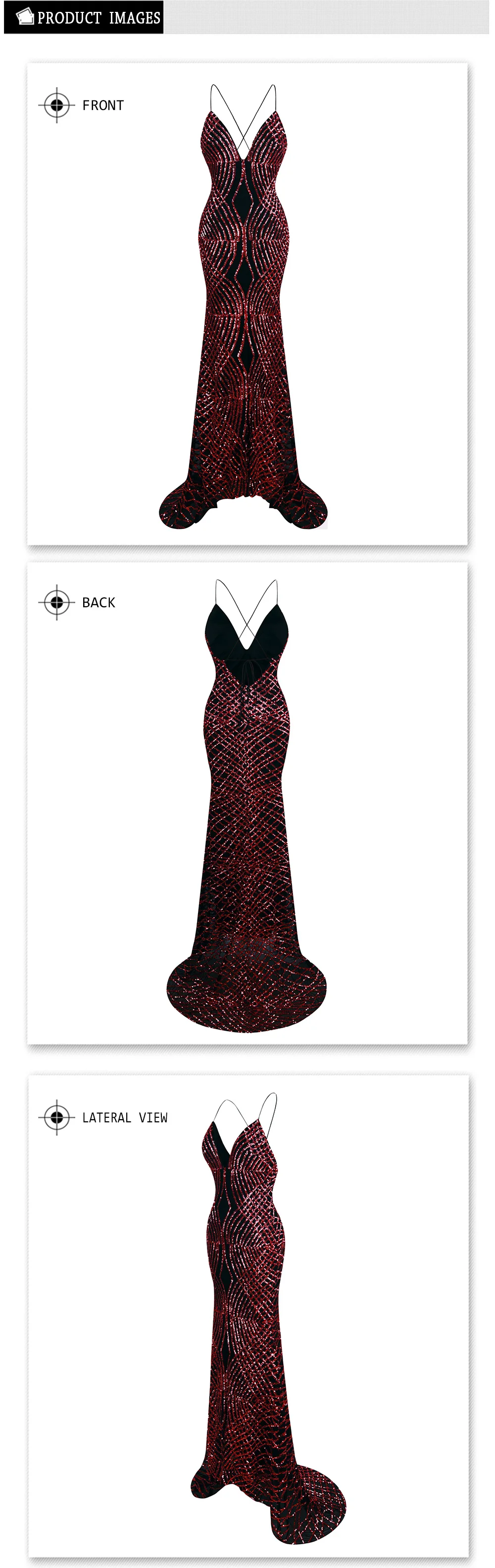 Angel-Fashion vestido de noiva длинное вечернее платье с тонкими бретельками и блестками черного цвета 224