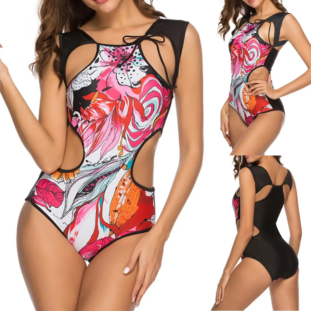 Womail One-Piece Suit Bodysuits Swimsuit Mid Waist Monokini Women