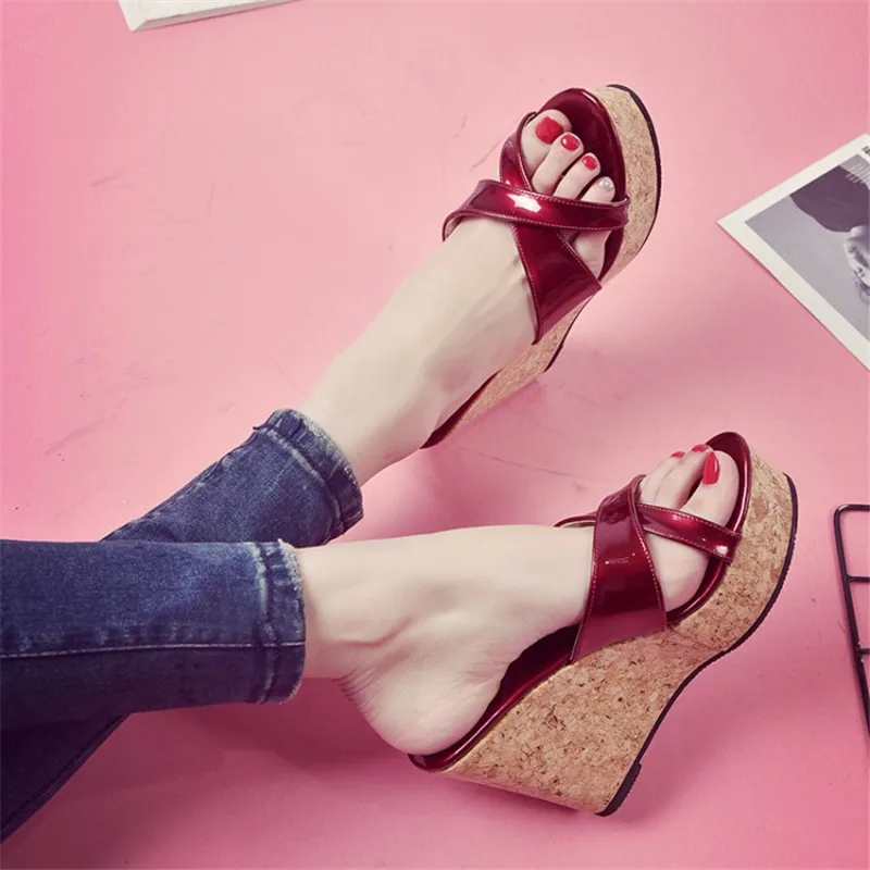 COOTELILI Women Shoes Summer Slippers Ladies High Heels Wedge Flip Flops Platform Shoes Woman Slides Slip on Pumps 35-39