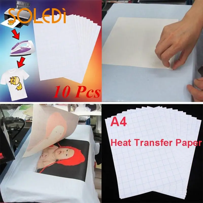 

10pcs/lot T-Shirt Print Paper Light Fabrics A4 Creative Heat Transfer Paper Inkjet Printers Painting Paper Durable Iron on Paper