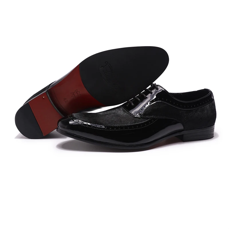 FELIX CHU/Коллекция года; стильные мужские туфли-оксфорды из лакированной кожи с конским волосом; Цвет черный, синий; Мужские модельные туфли с острым носком на шнуровке