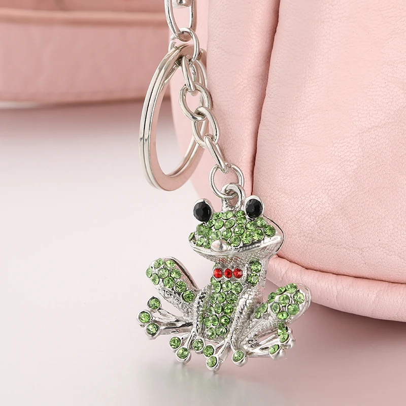 Fashion rhinestone ornament kawaii frog bag pendant charm women handbag keyring ysk086 creative crystal key chain