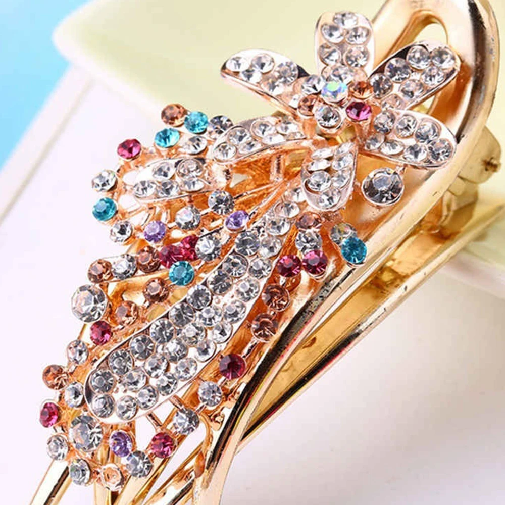 New Arrival Fashion Women Rhinestones Flower Hairpin Multicolor Crystal