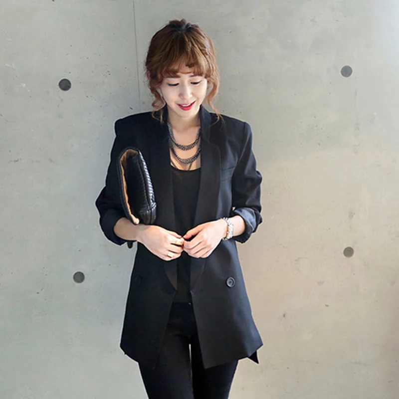 Women blazer 2019 Solid Long Style Black Women Jacket and Blazer Female Notched Collar women blazers new elegant Fashion Women blazer 2019 Solid Long Style Black Women Jacket and Blazer Female Notched Collar women blazers new elegant Fashion