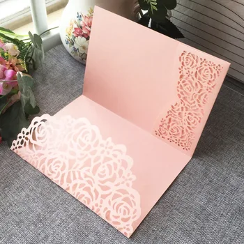 

100Pcs/Lot Hot Laser Cut Invitations Card Elegant Tri-Folded Design Wedding Card Birthday Party Invitations Thank You Card