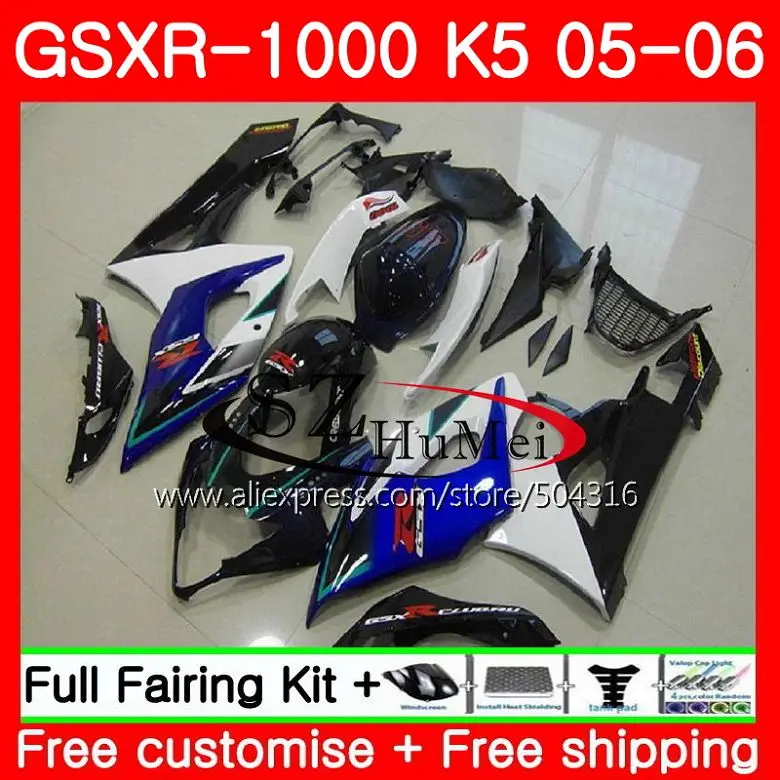 

white black Bodywork For SUZUKI GSX-R1000 K5 GSXR1000 05 06 Body 37HS1 GSXR-1000 GSXR 1000 05 06 GSX R1000 2005 2006 Fairings