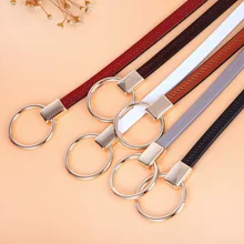 new Women's strap genuine leather casual all-match Women brief leather belt women's round buckle belt high quality