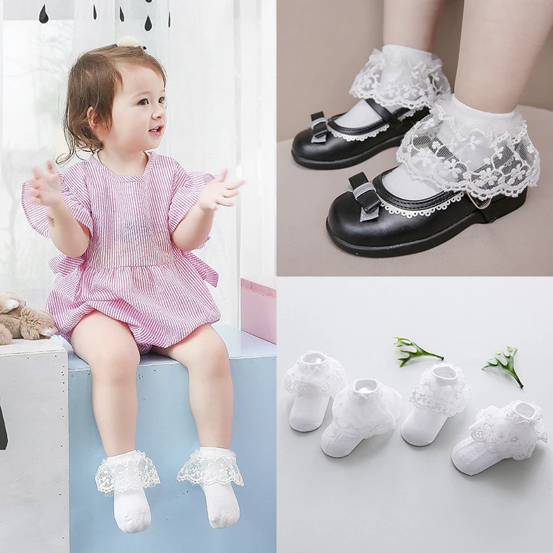 baby girl white socks with lace