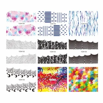 YZWLE 1 Sheet Optional Flower Mesh Snake Skin Designs Nail Art Sticker Water Transfer Stickers Flower Decals Tips Decoration