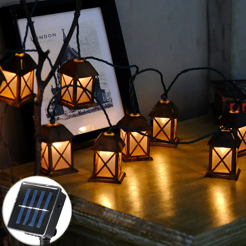

20Led Fairy Retro House lantern Solar Power String Lights 5M LED Decoration For Christmas Garland New Year gerlyanda 2018