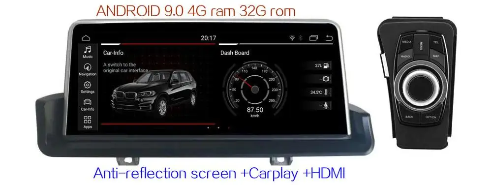 Антибликовый экран HDMI 10 25 Android 9 0 автомобильный монитор для BMW E90 2006 2012 (оригинал