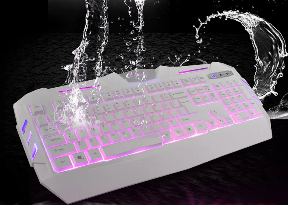 VOBERRY проводная USB клавиатура светодиодный Muticolor подсветка игра светящаяся 104 клавиш игровая Водонепроницаемая эргономичная мультимедийная клавиатура для ПК