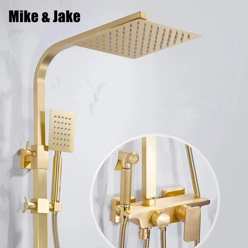 Gold brush shower set bathroom wall gold brush shower mixer luxury