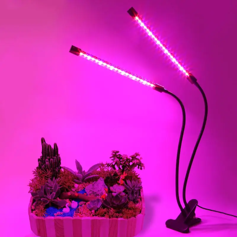 

18W LED Plant Grow Light Timing 2-head USB Charging Indoor Plant Crowth Lamp For Greenhouse Color Changeable -hol
