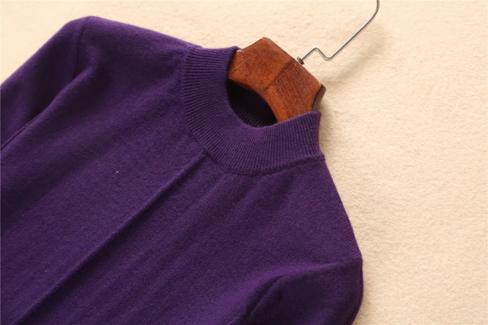 Hot Sale Women Dress Cashmere Blend Knitting Dresses Winter Warm Oneck Woman Knitwear Longer Woolen Woman's Gown Girls Clothing