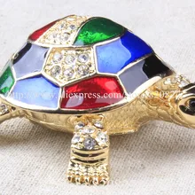 Винтажное ювелирное изделие в форме черепахи, безделушка, коробка, декоративная, коллекционная, эмаль, морской подарок, морская черепаха, кристалл, Шипованная, сокровище, коробка на память