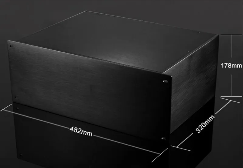 Gabinete de Alumínio de Cor Preta de Alta Qualidade do Desenho do Fio e Escova Polegada de Alumínio Rack de 19 Habitação X320 l mm 178 h X482 w 1 escova rack de 19 polegada de alumínio