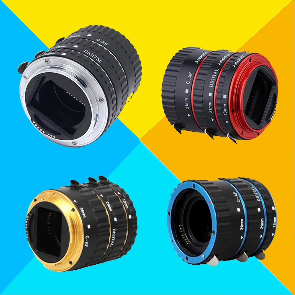 Red Silver Blue Gold Metal Mount Auto Focus AF Macro Extension Tube Ring For Kenko Canon EF S